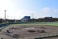 捕球練習をしているソフトボール選手たちの写真