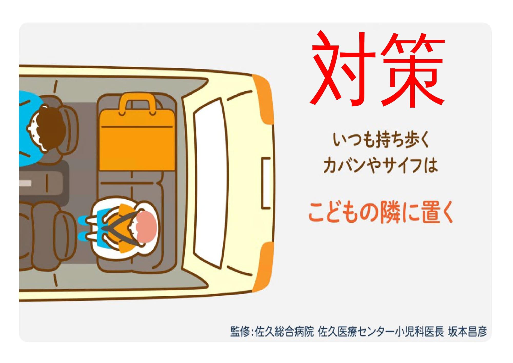 こどもの車内置き去りによる熱中症予防対策例