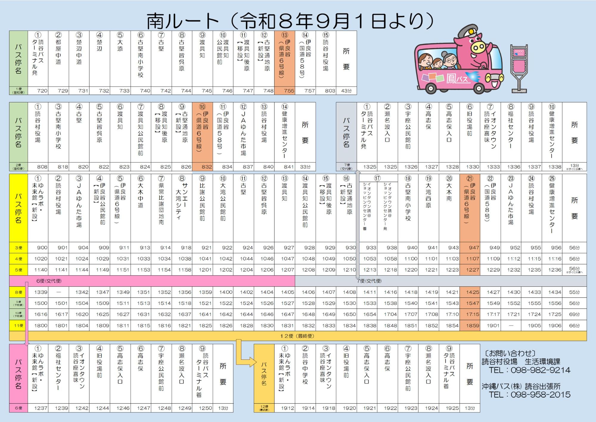 鳳バス南ルート新時刻表