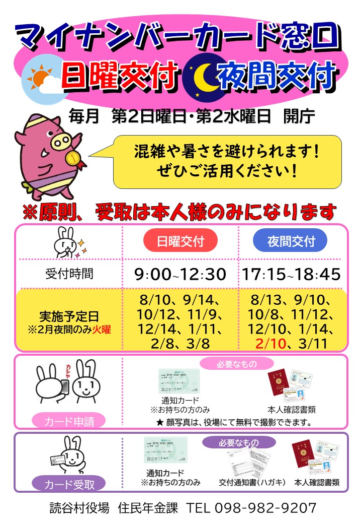 令和7年マイナンバーカード時間外交付一覧