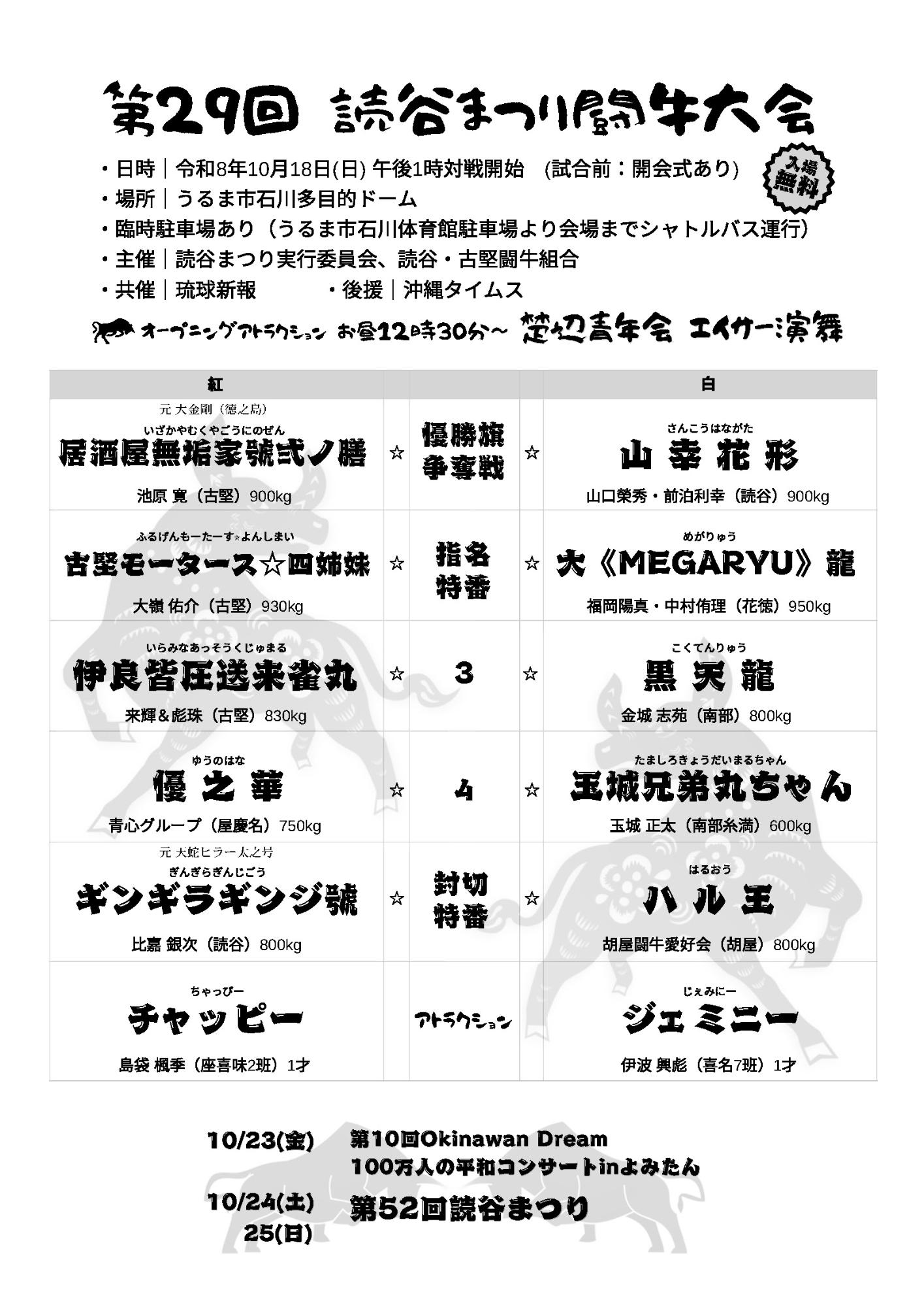 第29回読谷まつり闘牛大会